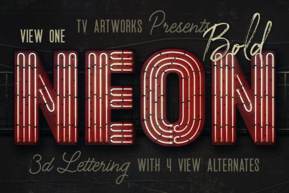 Bold Neon 3D Lettering: Vibrant Assets for Modern Design