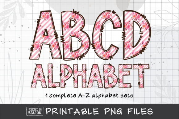 Unleashing the Pink Rose Stripe Alphabet Sublimation Set